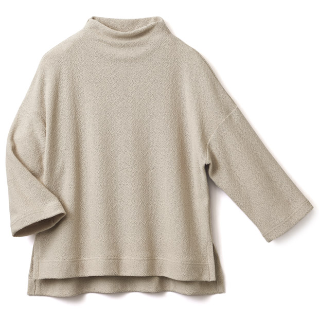 綿混変わり編みジャージープルオーバー