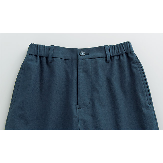 綿麻バックサテンクロップドパンツ