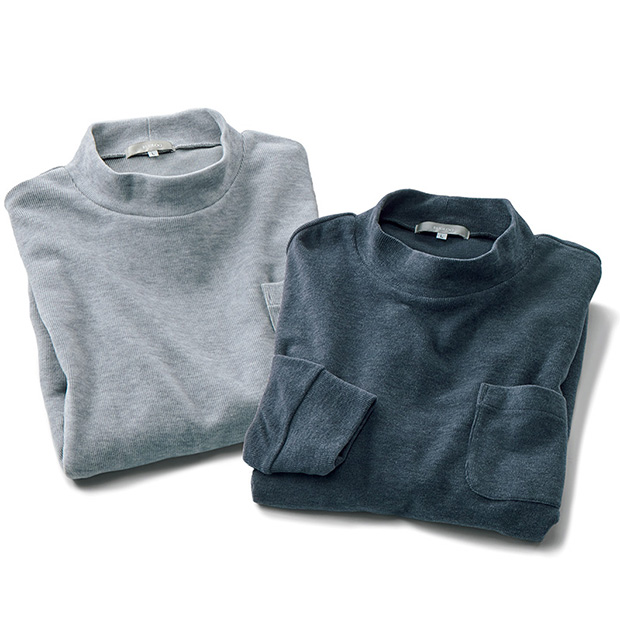 吸湿発熱ハイネックシャツ／2色セット
