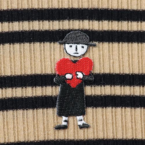 ボーダーハイネックリブプルオーバー