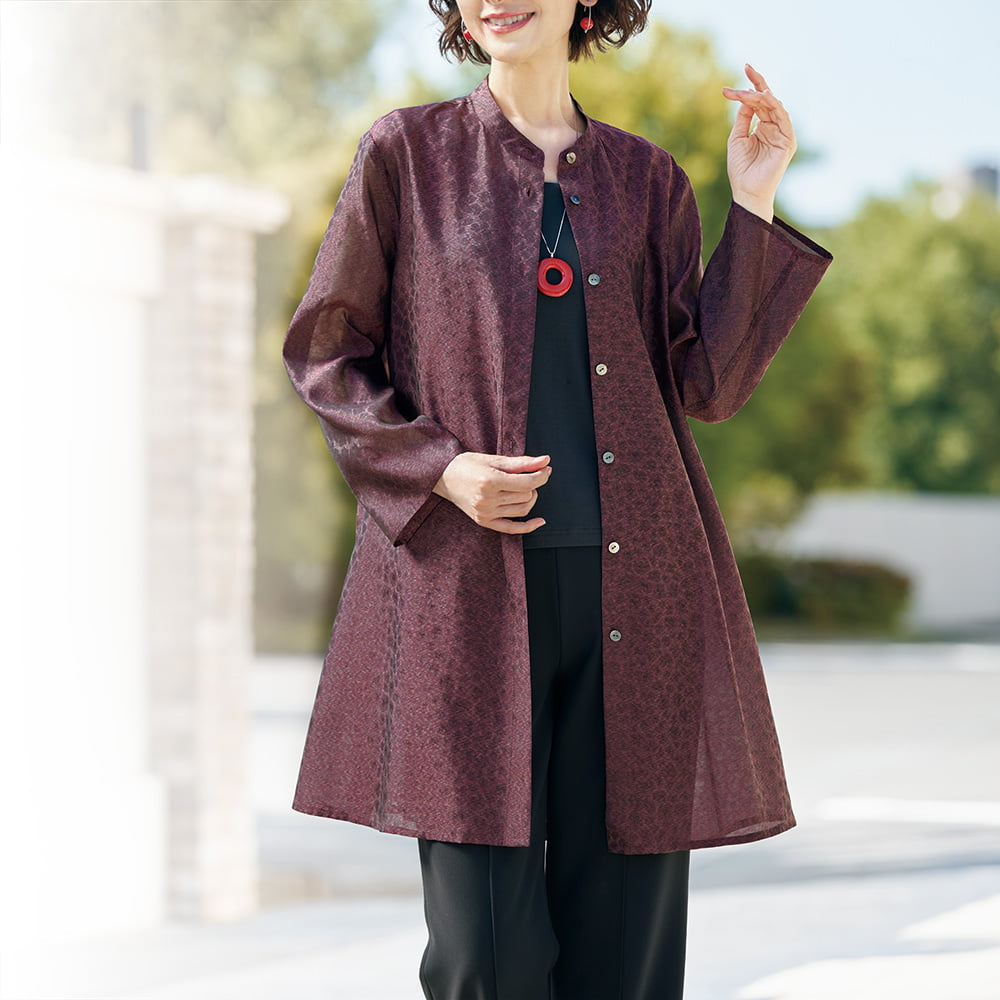 シルクジャカード･ロングブラウス