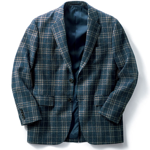 ウール混ツイードチェックジャケット