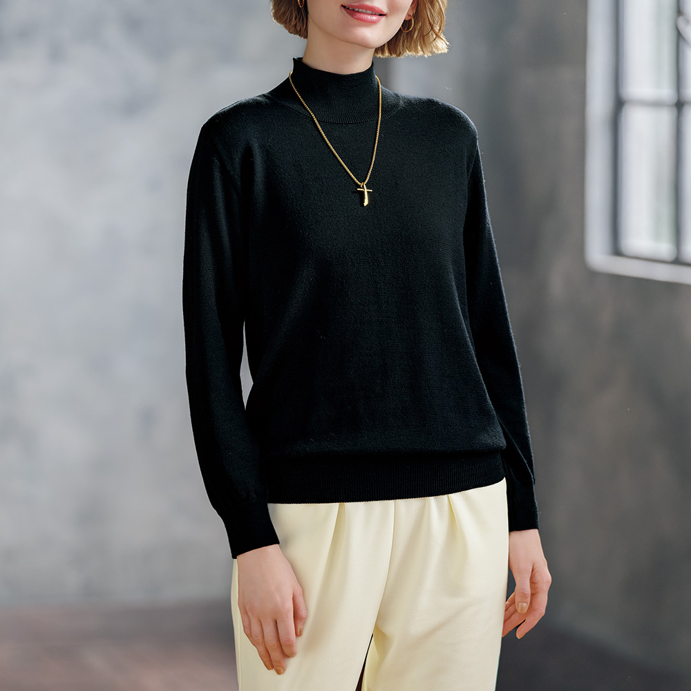 ウォッシャブルウール･ハイネックプルオーバー