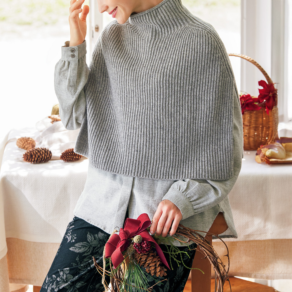 コットンシャンブレー起毛ブラウス