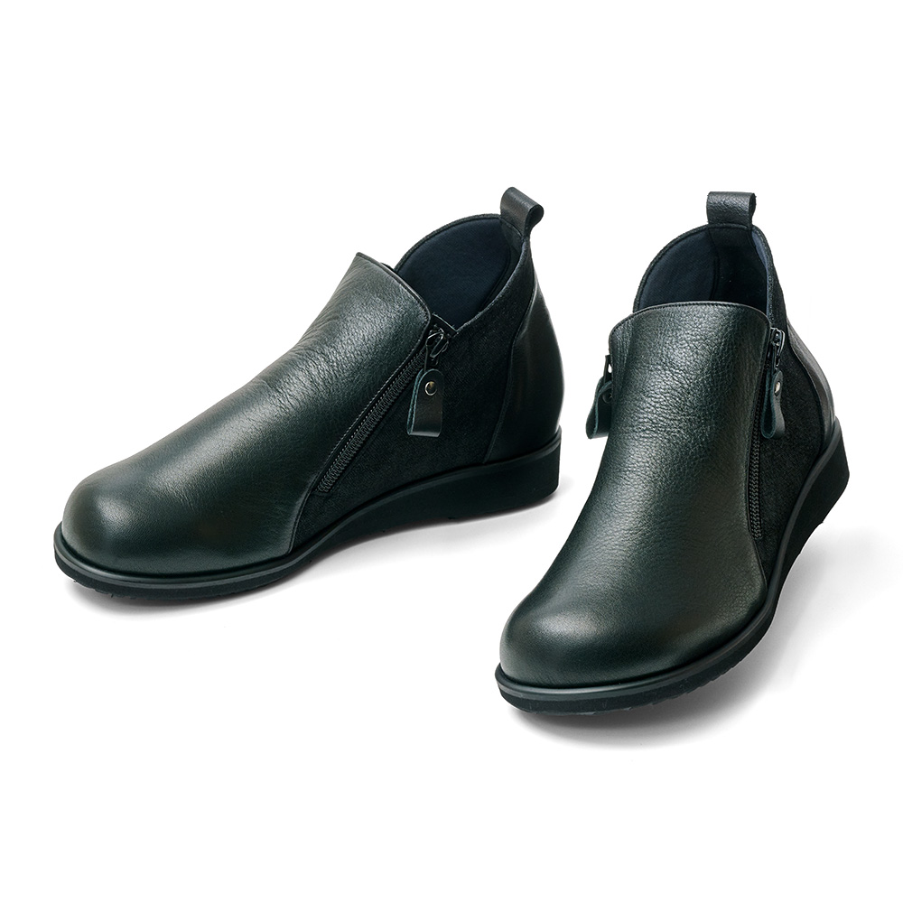 異素材使い両サイドファスナーブーツ