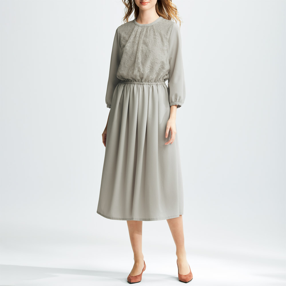 レース使いジョーゼットワンピース