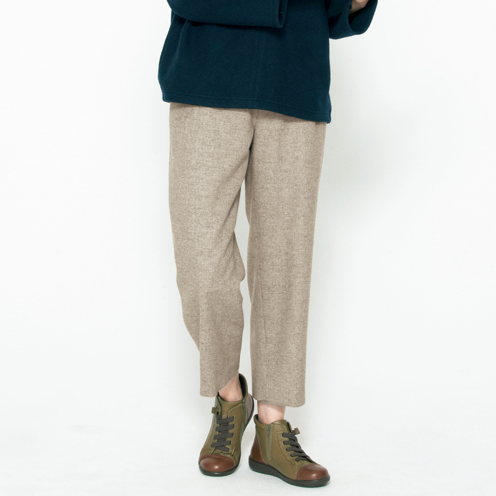 ウール混ツイードクロップドパンツ
