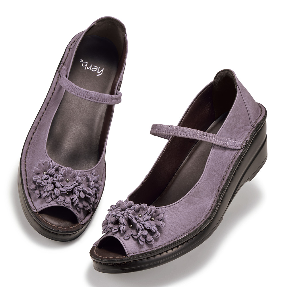 レザーフラワーシューズ