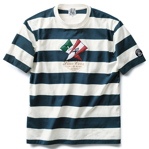 刺しゅう入りマリンボーダーTシャツ