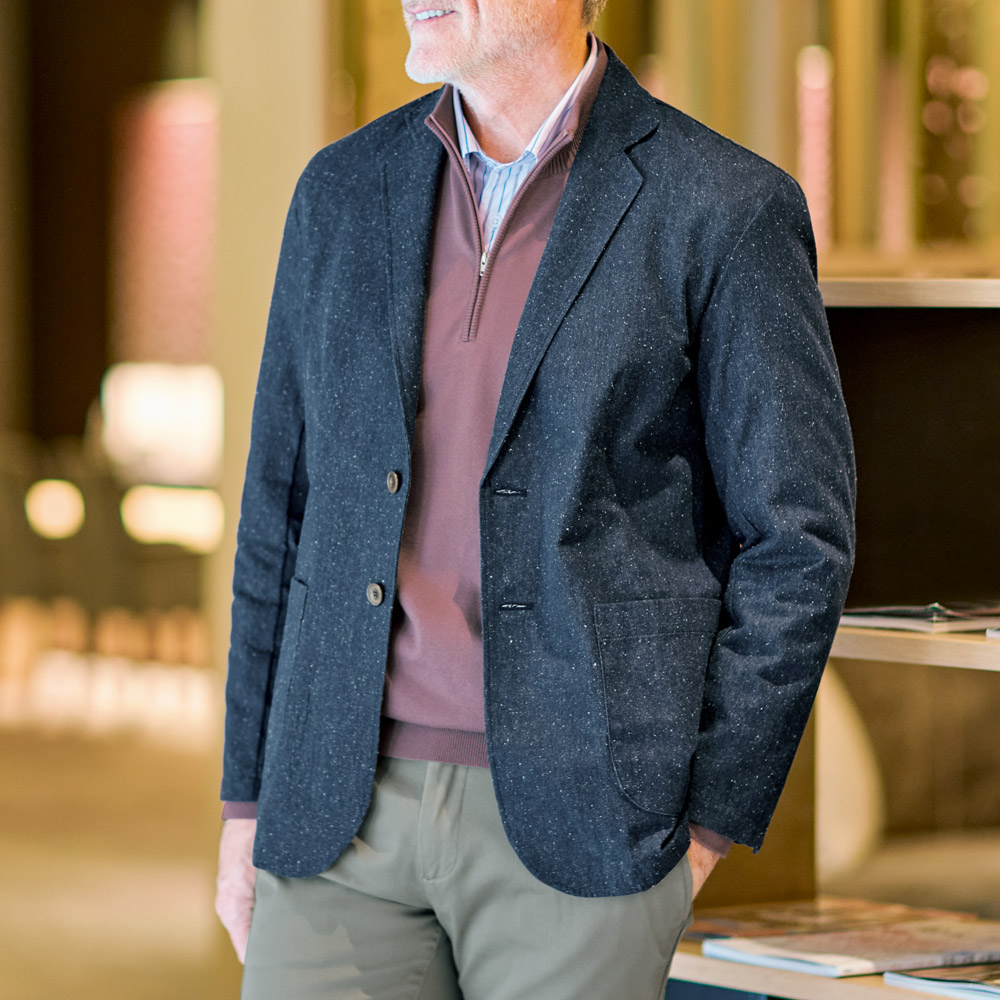 洗えるシルク混･ハーフジップセーター