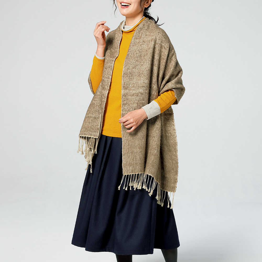 ヤクとコットンの大判ストール
