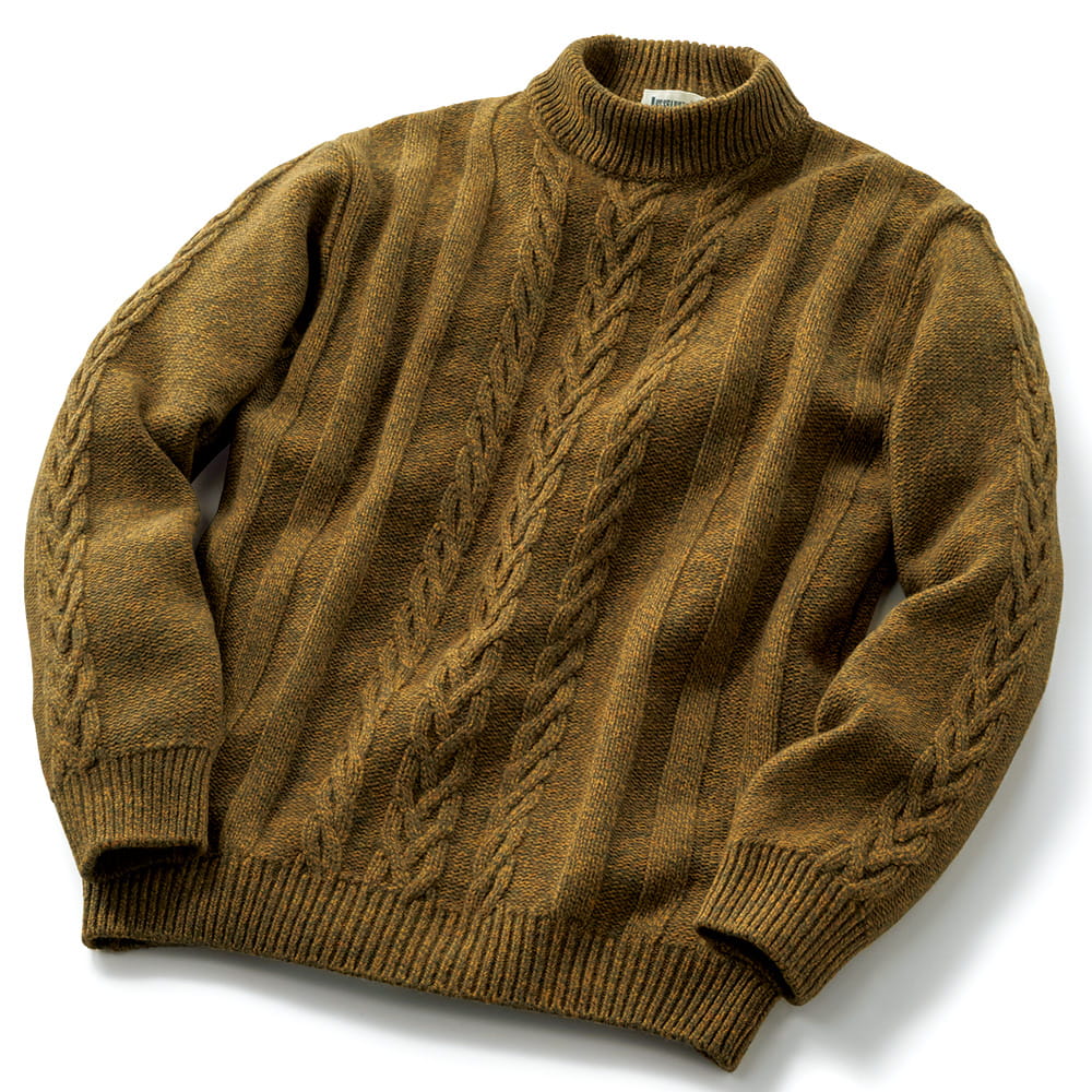 洗えるウールの秋を愉しむモックネックセーター