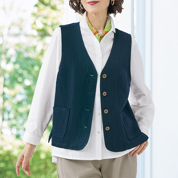 ウールリネンベスト