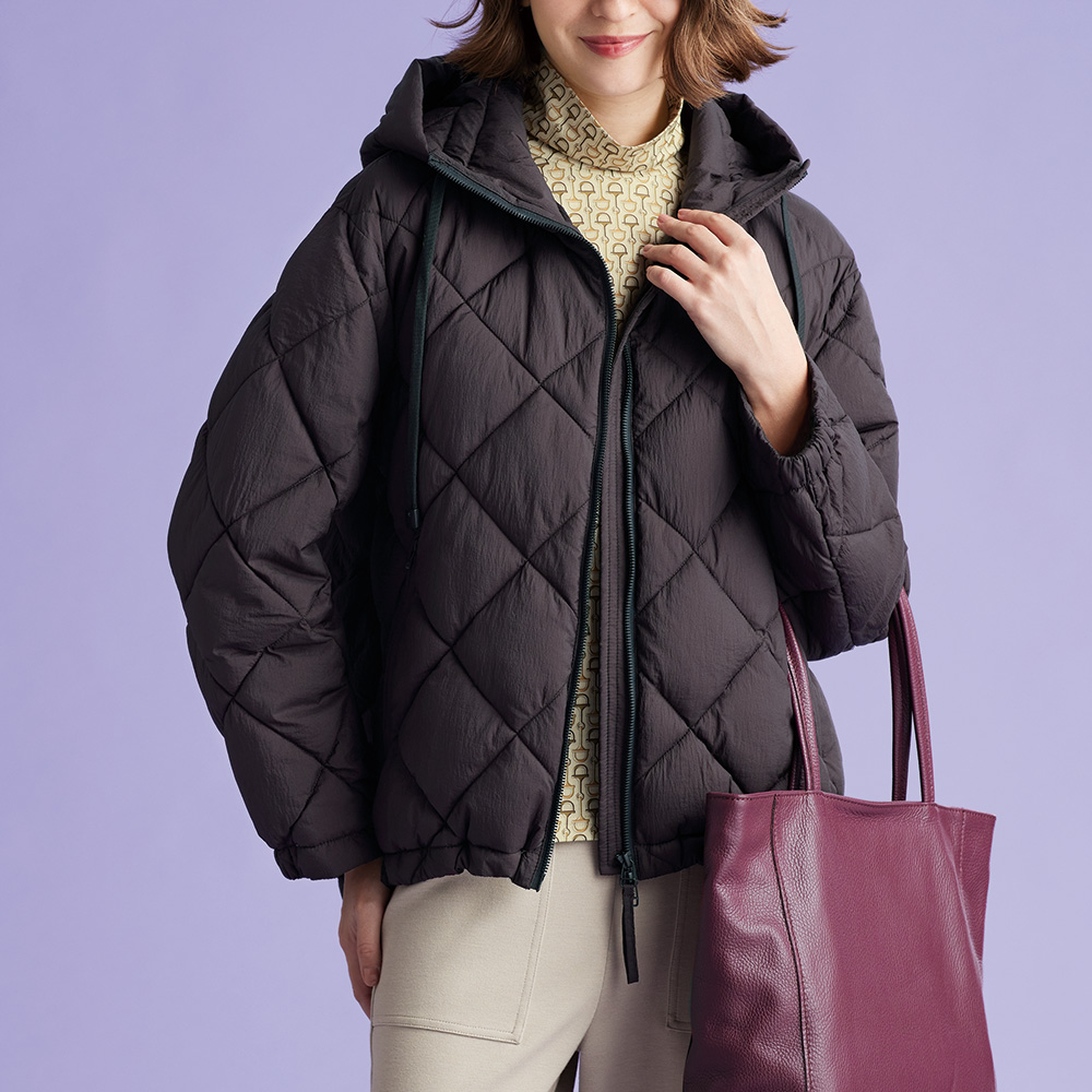 ダイヤキルトフーデットコート