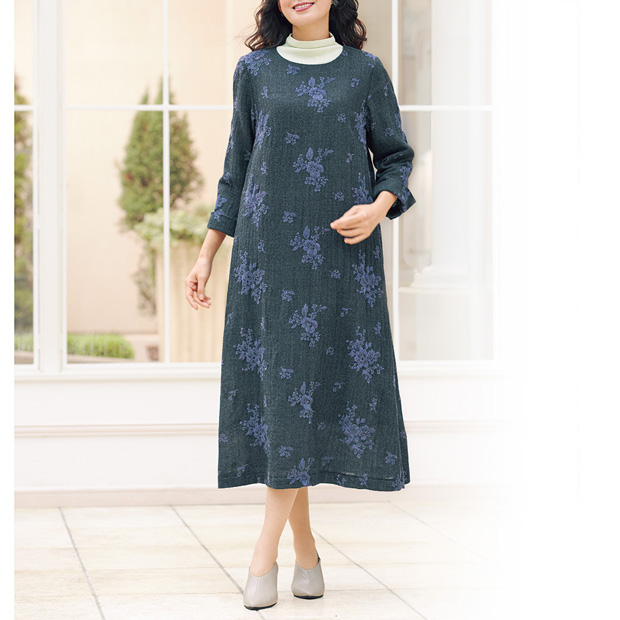 ウールガーゼ刺しゅうワンピース