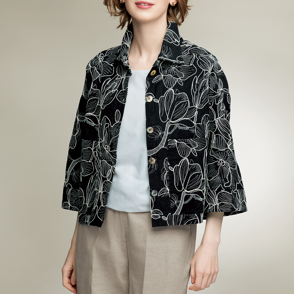 花柄刺しゅうブラウスジャケット