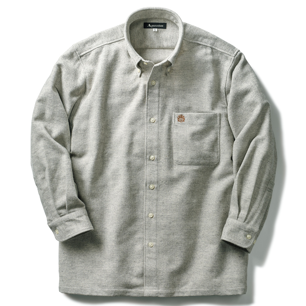 洗える厚手ウール混へリンボーンシャツ