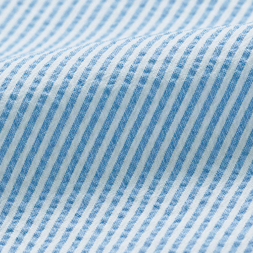 立ち襟ストレッチサッカー長袖シャツ