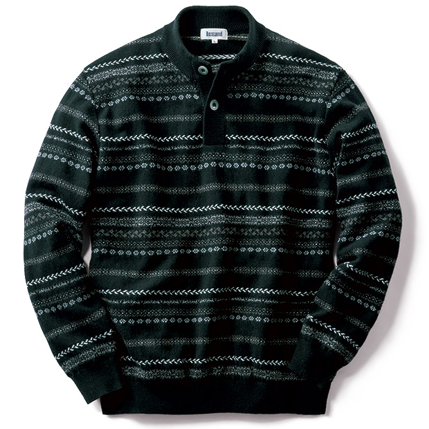 ハーフフロントフェアアイル柄セーター