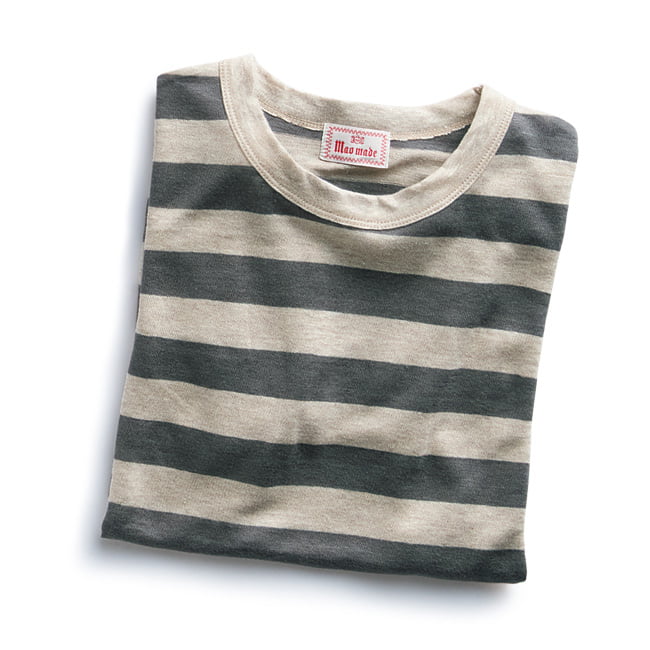 ベルギーリネンボーダー半袖Tシャツ
