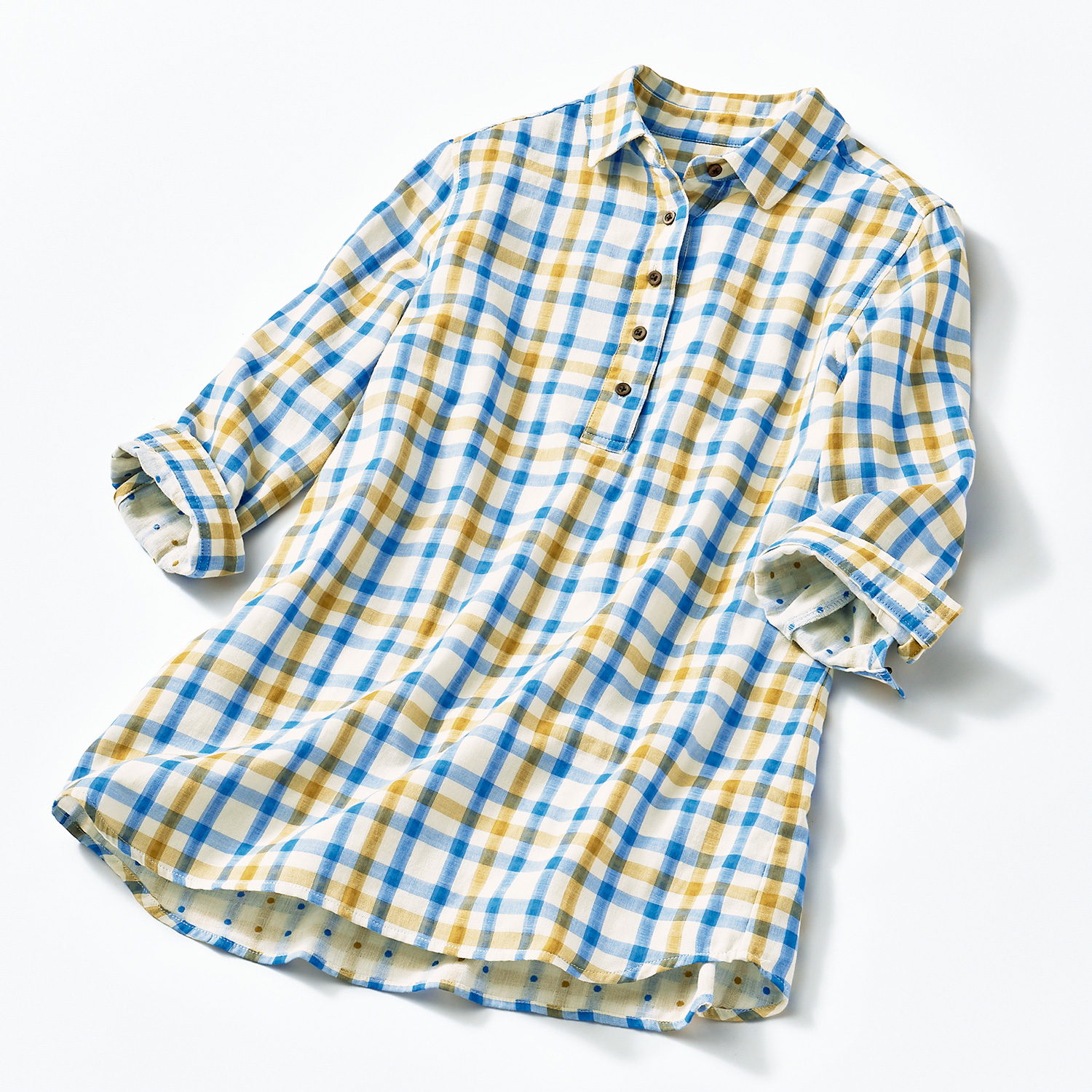 デビュット 先染め二重ガーゼ シャツチュニック ライトアップオンラインストア