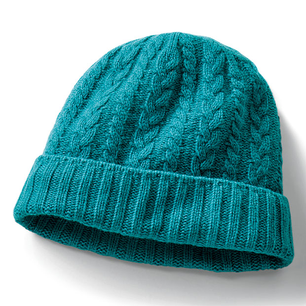 洗えるカシミヤ･ケーブルニットキャップ