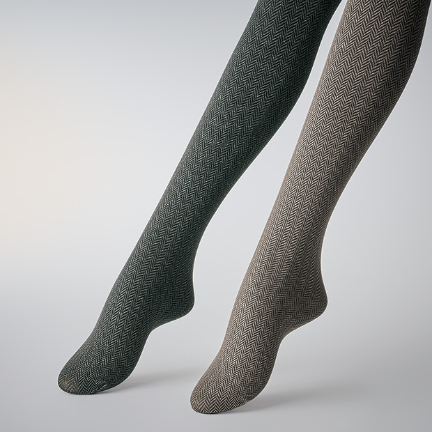 ヘリンボーンジャカードタイツ