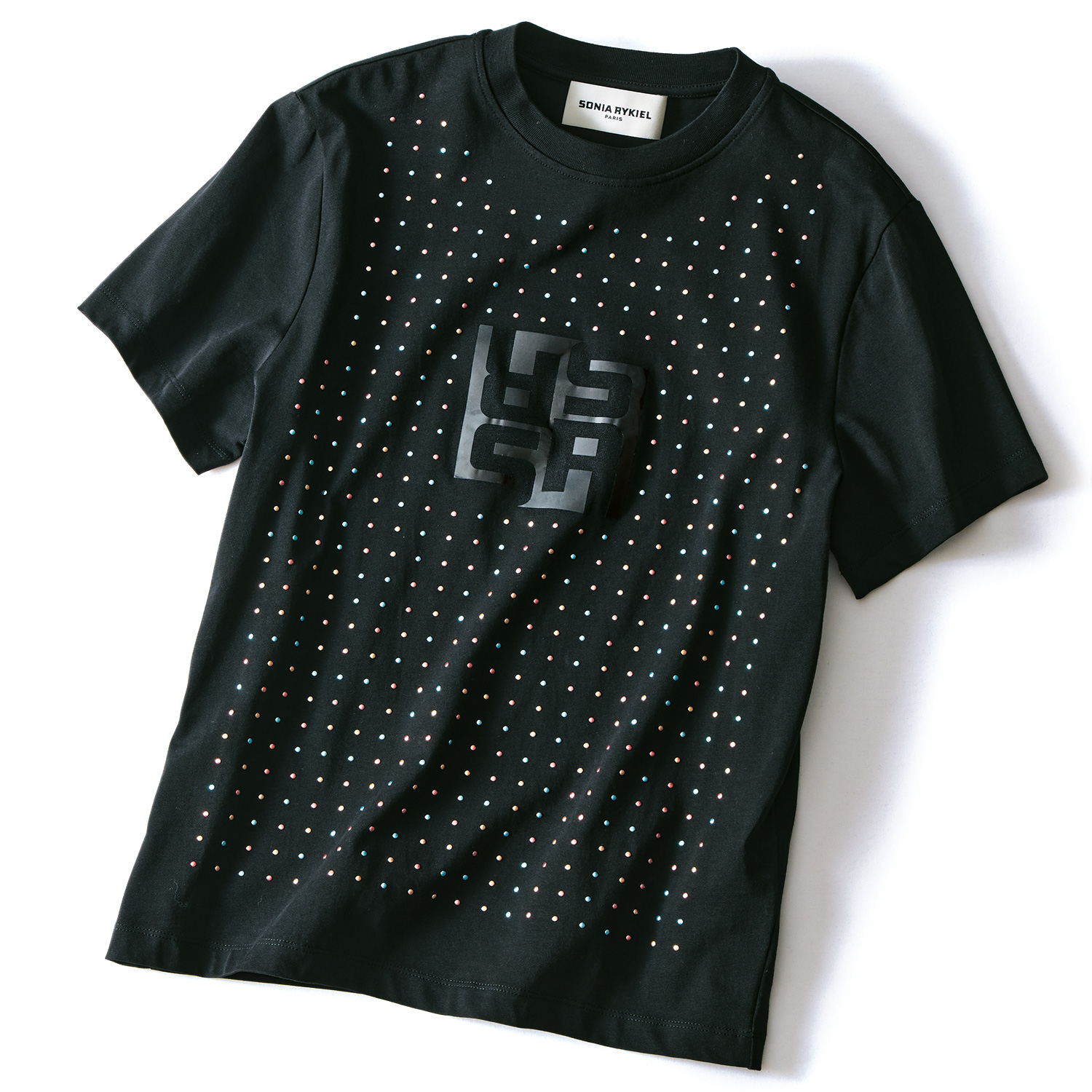 ラミネートプリント･マルチカラードットTシャツ