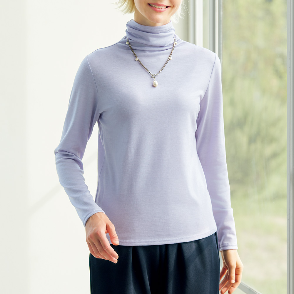 ウォッシャブルウールボトルネックプルオーバー