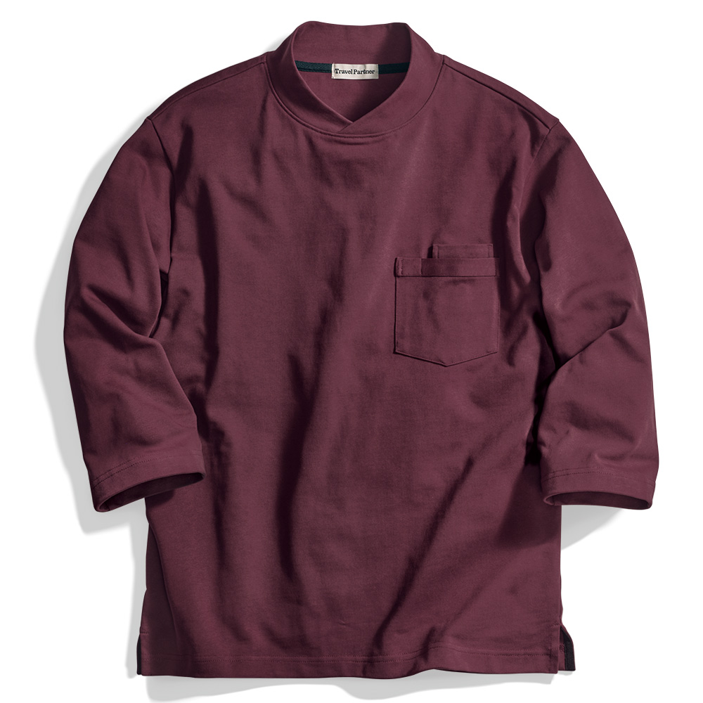 厚手コットン地の七分袖Tシャツ