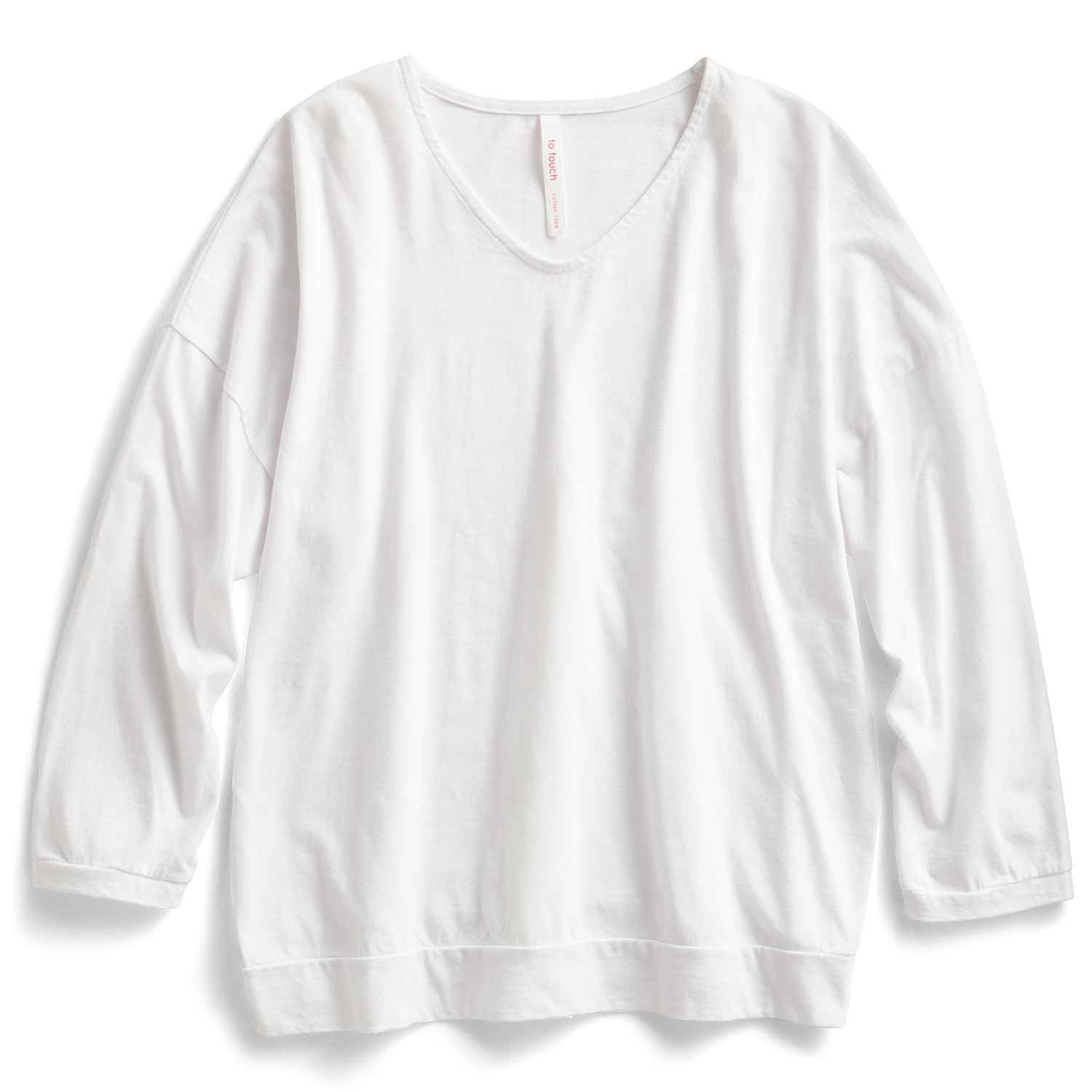 ナチュラルコットン長袖ワイドTシャツ
