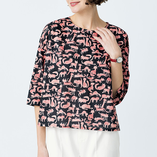 コットンプリントブラウス