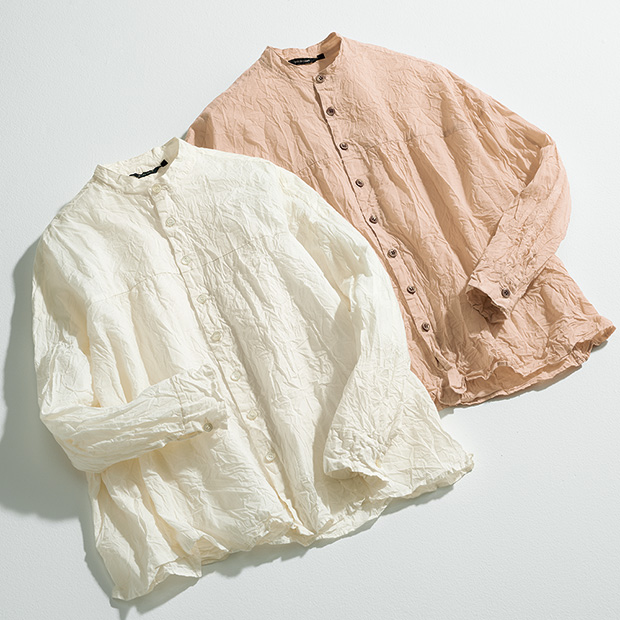 バンドカラー･ワッシャーシャツ