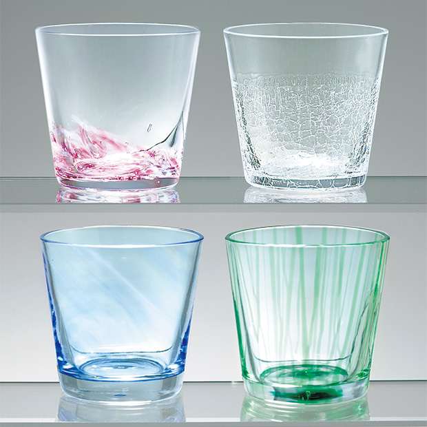 日本製/今治産 【月夜野工房】日本製 芸術的な造形〜焼酎グラスコレクション 霧木立〜 6ヶセット 容量:320cc 月夜野工房 焼酎グラス トンボ HG-308