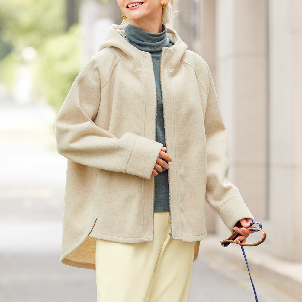 ウール混シャギーパーカ