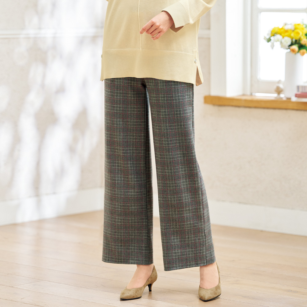 両面起毛先染めストレートパンツ