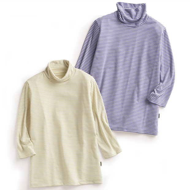 ボーダータートルネック七分袖プルオーバー／当社限定モデル