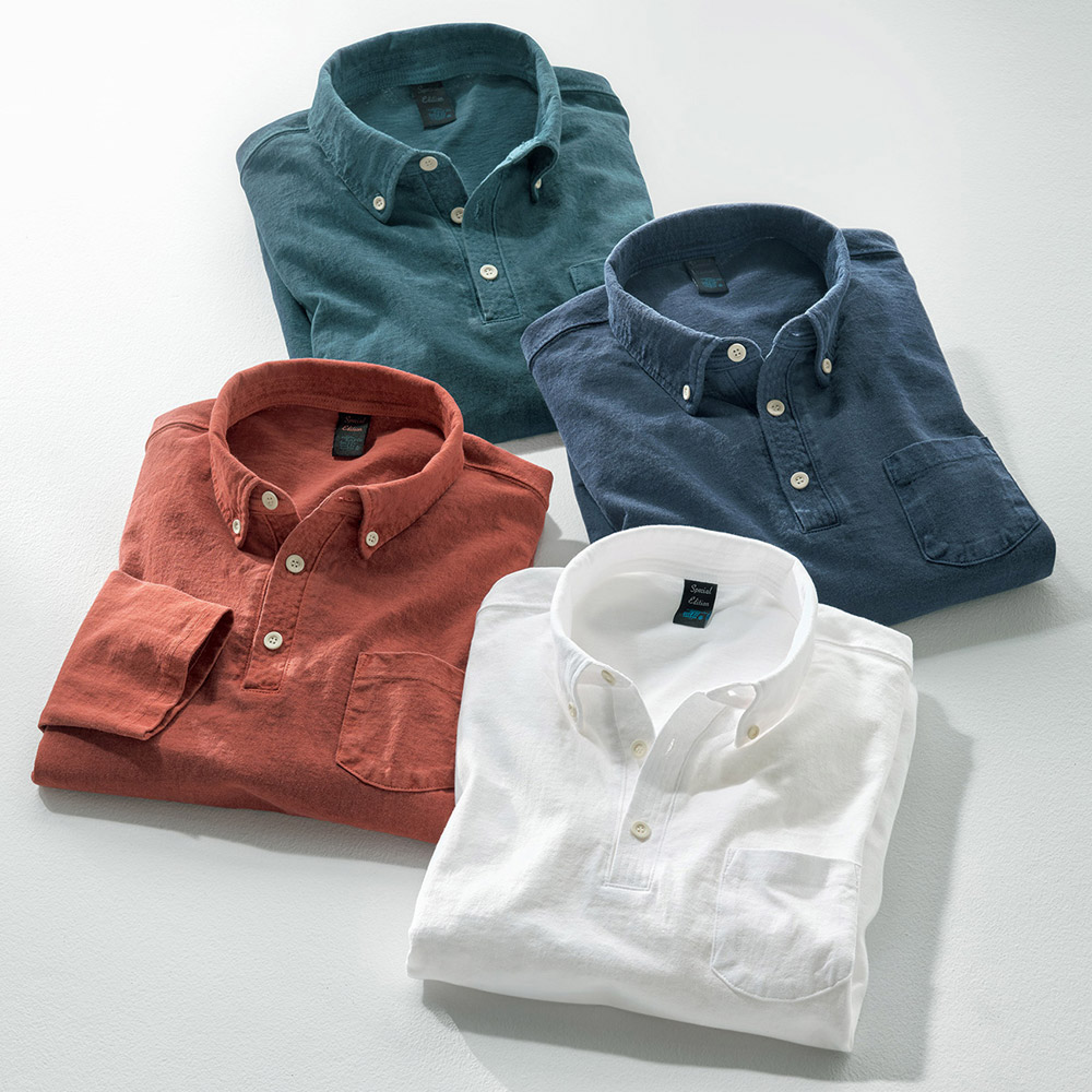 米綿ボタンダウン長袖ポロシャツ／別注