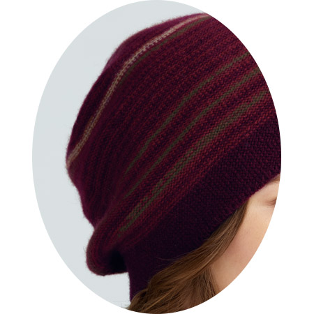 カシミヤボーダーニット帽