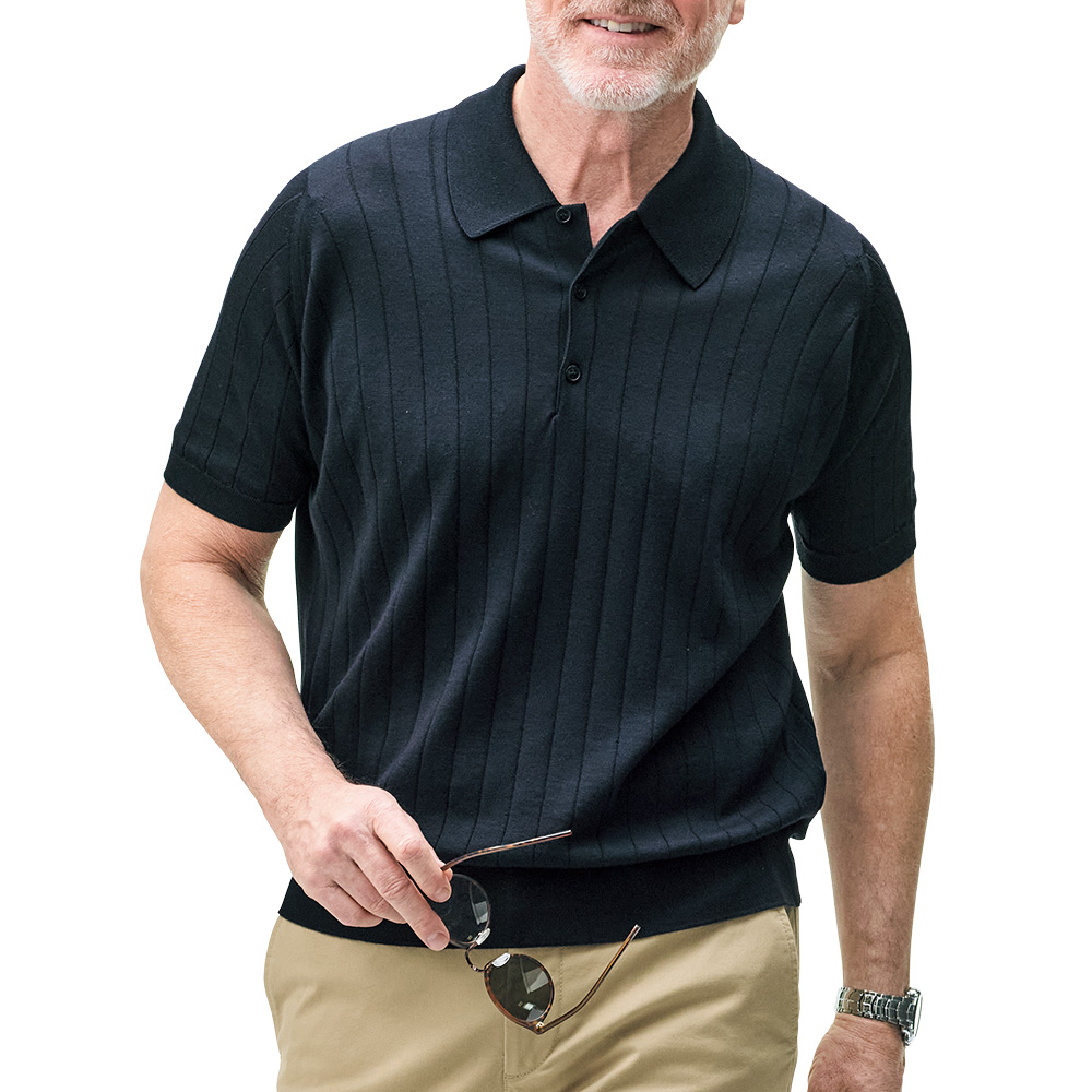 30ゲージ・針抜きニットポロシャツ