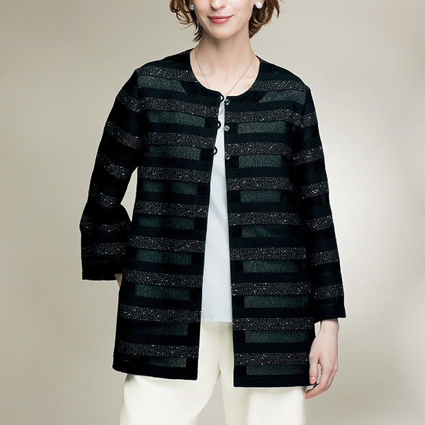 カラミボーダーロングジャケット