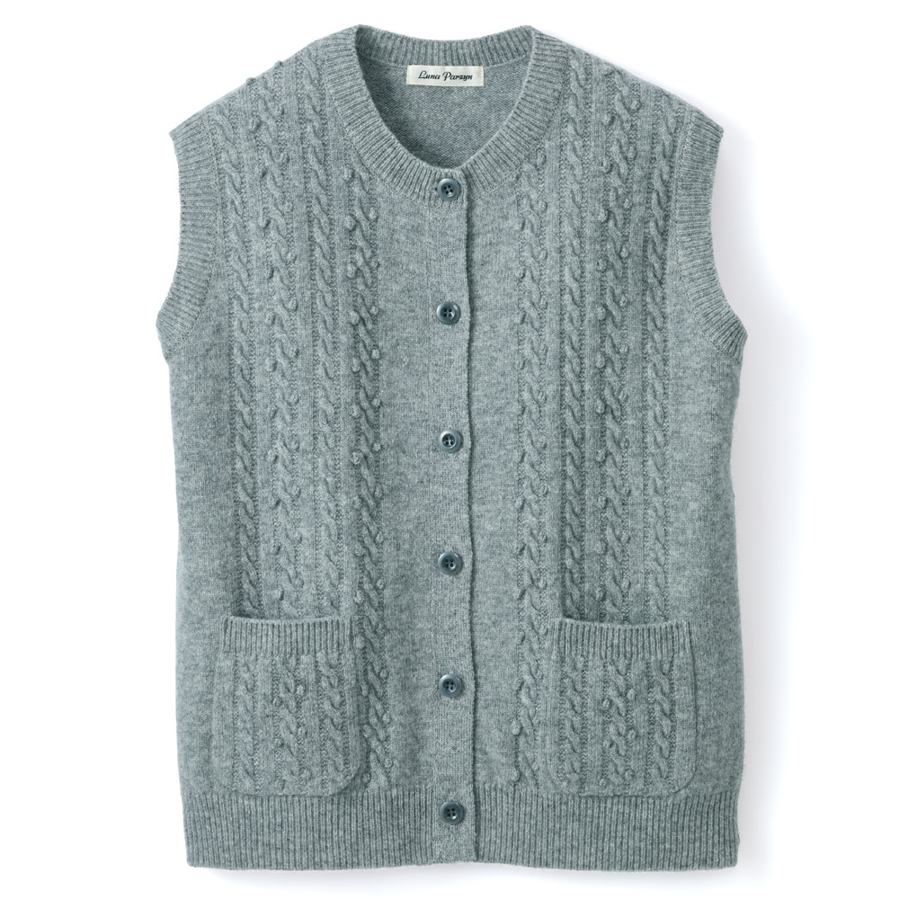 ラムウール柄編みベスト