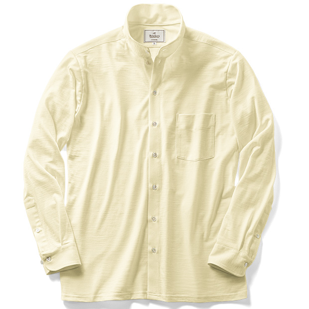 洗えるウールのラップネックシャツ