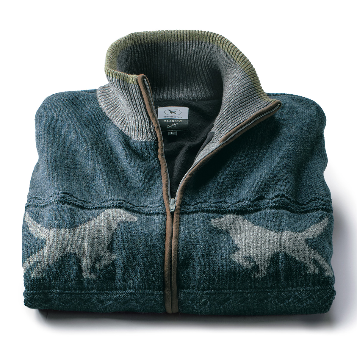 洗えるウール・裏フリースジップカーディガン