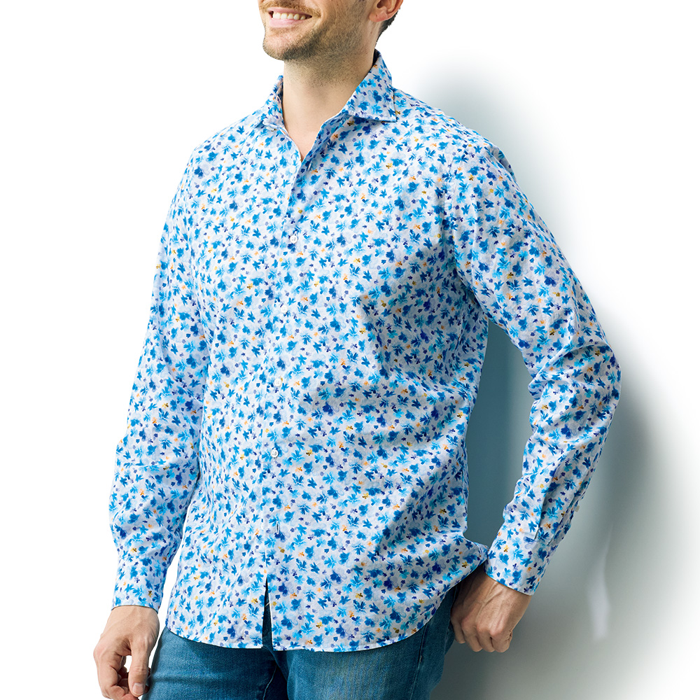 イタリア製フラワー柄シャツ