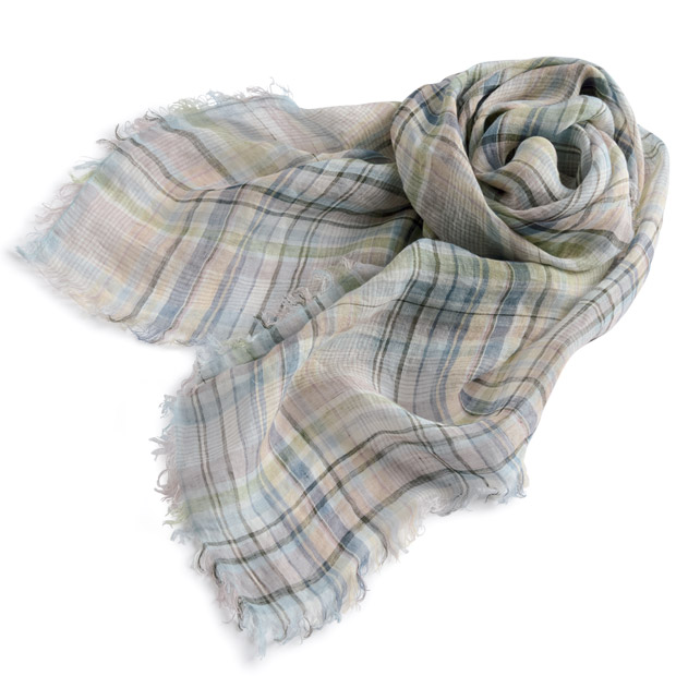 手織りのリネンチェックストール