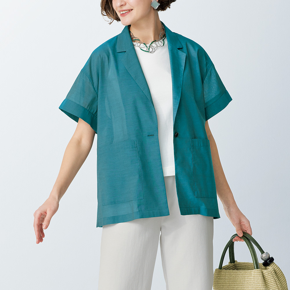 コットン混シャンブレージャケット