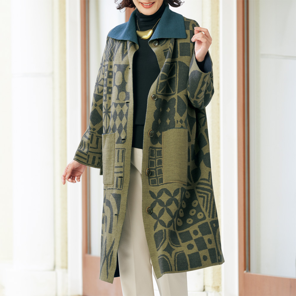 リバーシブルロングコート