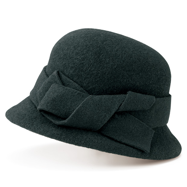 リボン付き縮じゅうウールハット