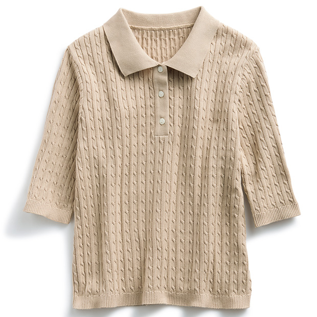 ケーブルニットポロシャツ